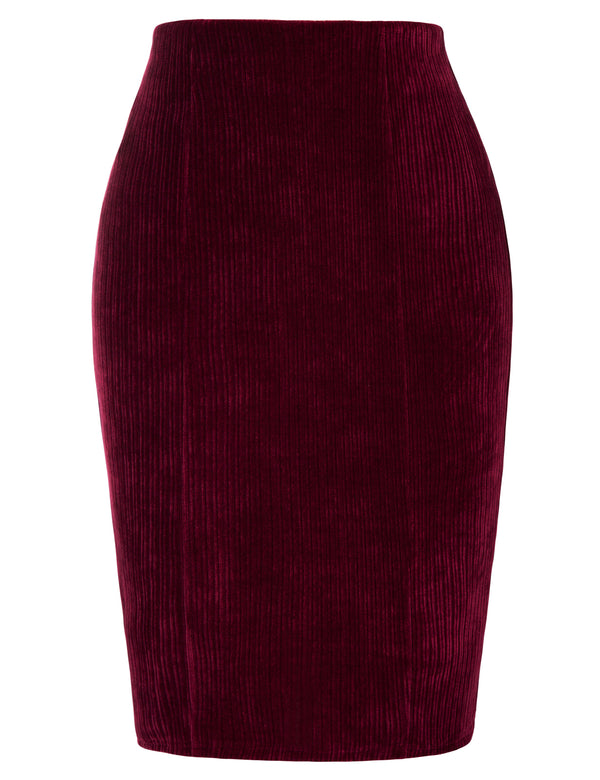 Kate Aspen High Waist Chenille Skirt Knee Length Business Work Pencil Skirt