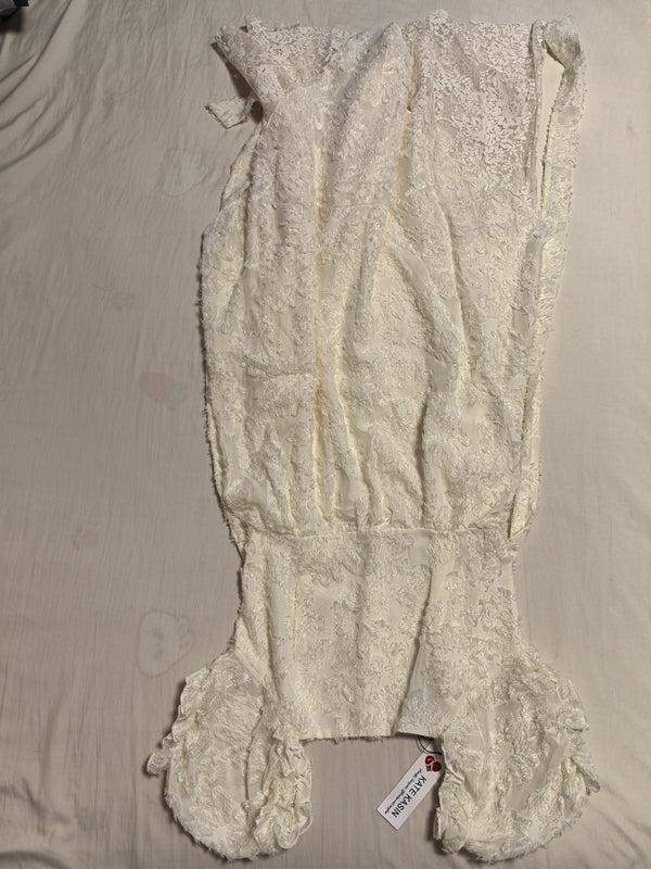 kate aspen Kate Kasin Women's Boho Short Sleeve Square Neck Smocked High Waist Flowy A Line Lace Trim Maxi Dress