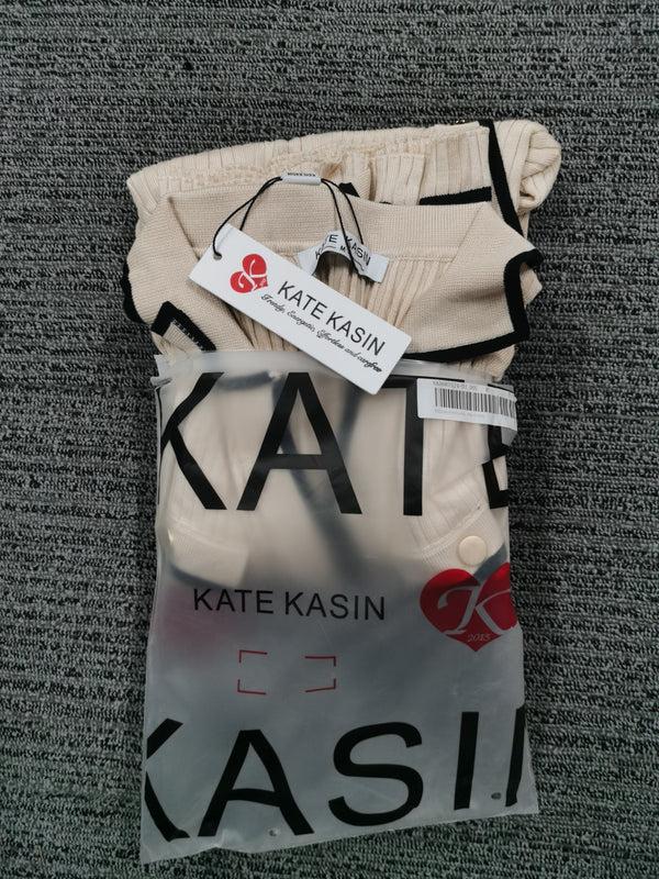 Kate Aspen Kate Kasin Women's Button Ribbed Knit Sweater Dress Long Sleeve V Neck Mini Dress