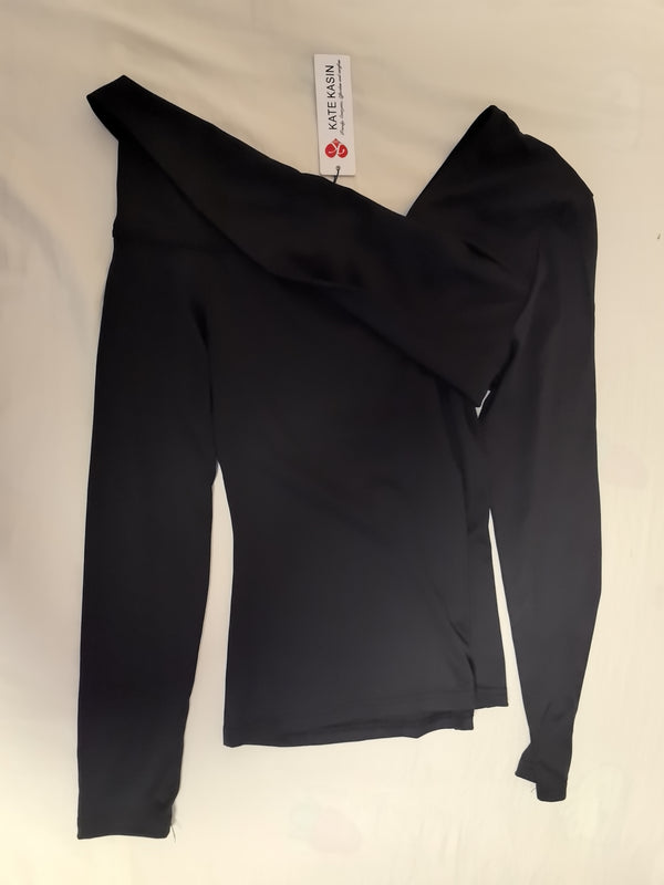 kate aspen Kate Kasin Women's Casual Long Sleeve Boat Neck Off Shoulder Slim Fit Crop Top Going Out Blouses Y2K Tight Shirts