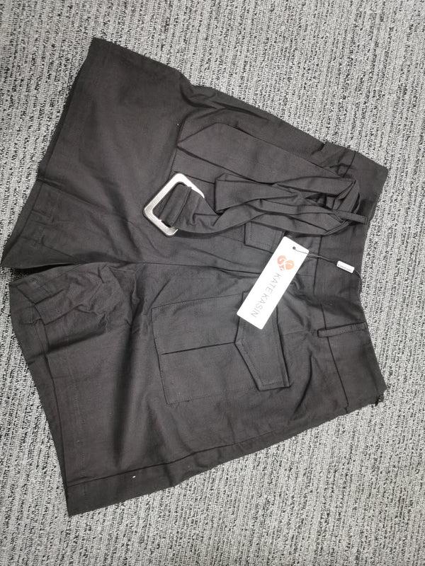 Kate Aspen Kate Kasin Women's Casual Shorts Elastic High Waisted Pocket Front Wide Leg Vintage Cargo Shorts With Belt For Streetwear