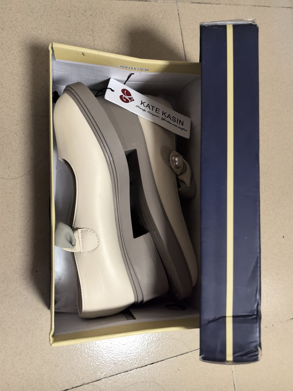 Kate Aspen Kate Kasin Women's Dress Flats Low Wedge Round Toe Ankle Strap Comfortable Casual Flats Shoes