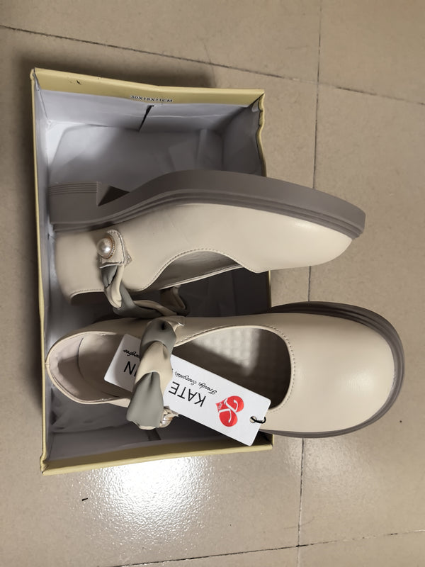 kate aspen Kate Kasin Women's Dress Flats Low Wedge Round Toe Ankle Strap Comfortable Casual Flats Shoes