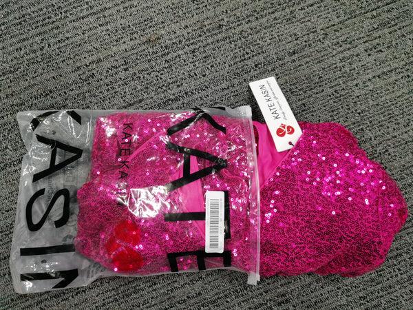 Kate Aspen Kate Kasin Women's V-neck Sequin Shift Dress Short Sleeve Casual Holiday Sparkly Party Dress