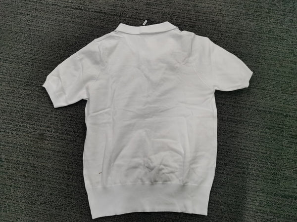 kate aspen Kate Kasin Women Short Sleeve Polo Sweater V Neck Knitted Tops Casual Ribbed Shirt Loose Pullover Sweater