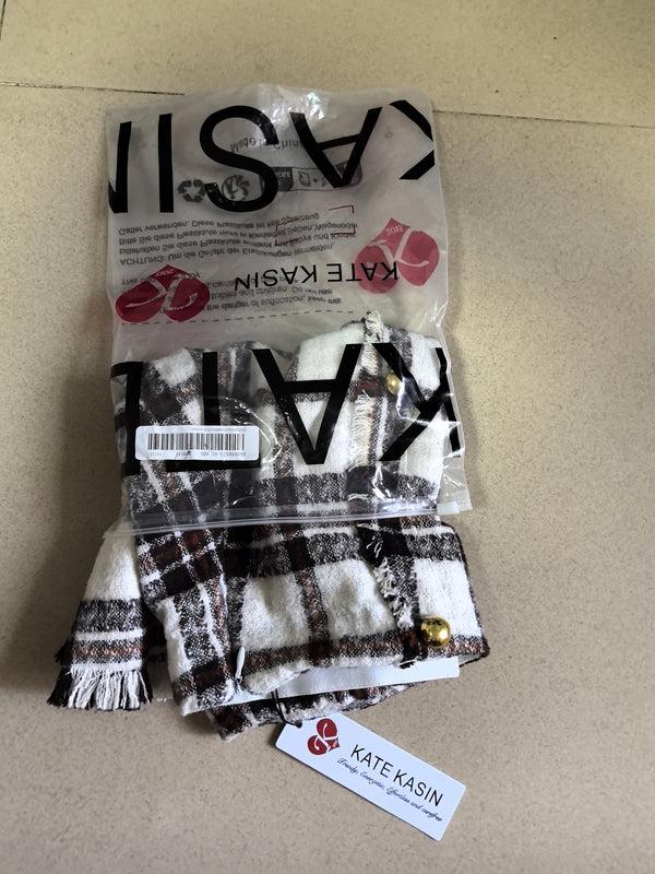 Kate Aspen Kate Kasin Womens High Waist Plaid Skirt Bodycon Pencil Wool Mini Skirts