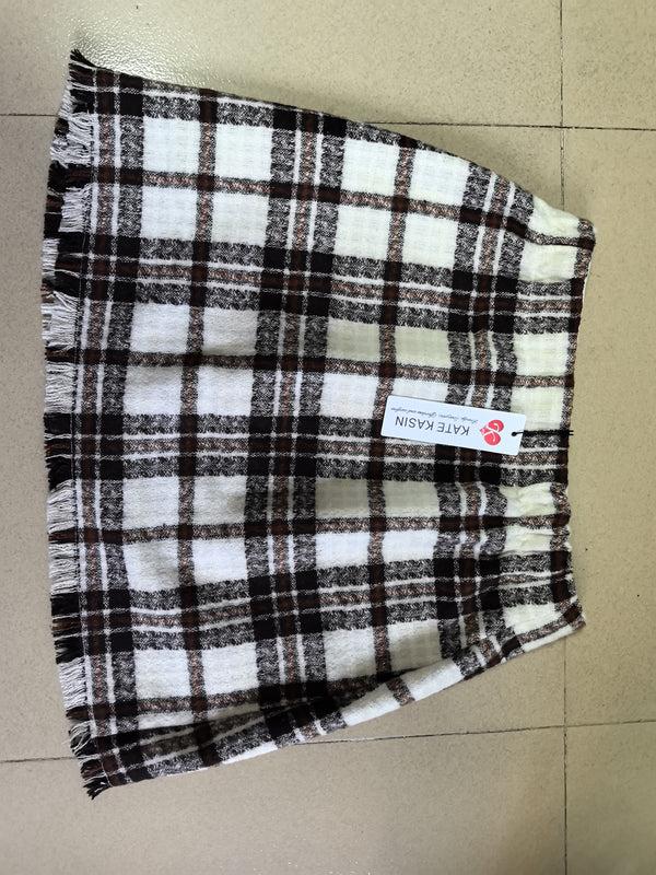 kate aspen Kate Kasin Womens High Waist Plaid Skirt Bodycon Pencil Wool Mini Skirts