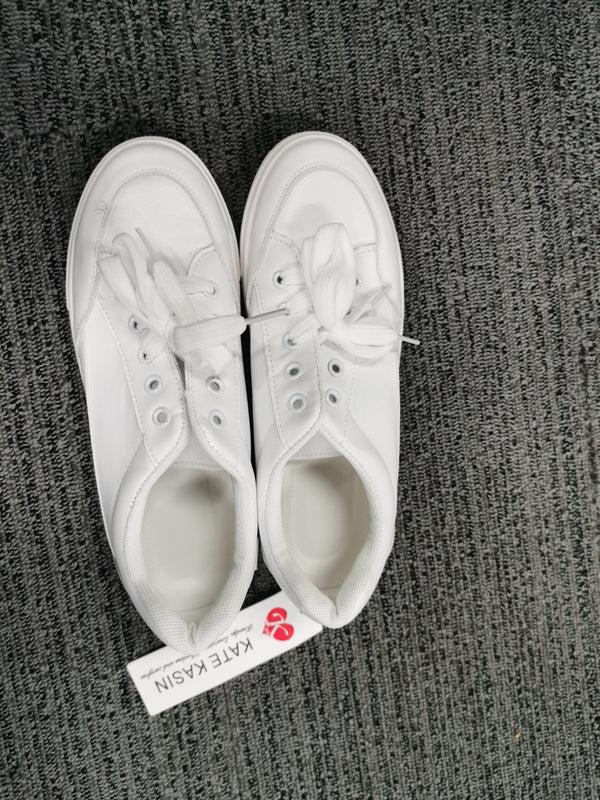 Kate Aspen Kate Kasin Womens White Platform Sneakers PU Leather Platform Shoes Walking Shoes For Women