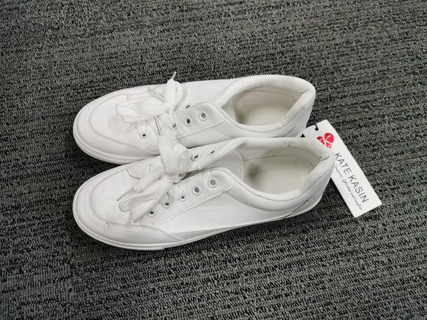 Kate Aspen Kate Kasin Womens White Platform Sneakers PU Leather Platform Shoes Walking Shoes For Women