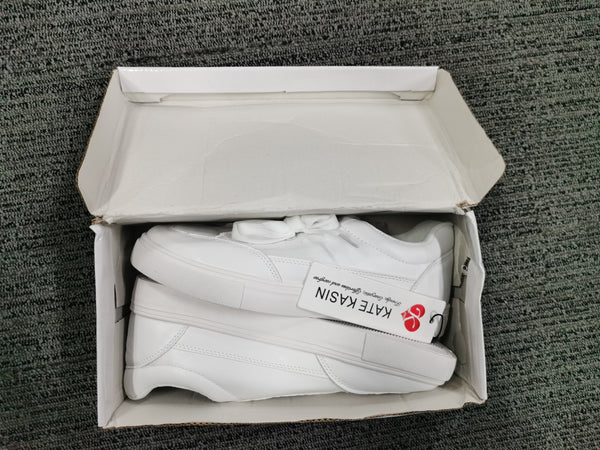 Kate Aspen Kate Kasin Womens White Platform Sneakers PU Leather Platform Shoes Walking Shoes For Women