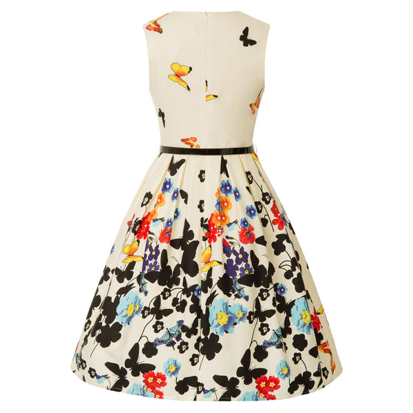 Kate Aspen Kids Girls Cotton Dress+Belt Vintage Retro Sleeveless Crew Neck