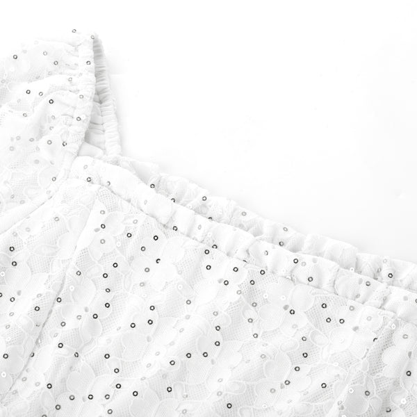 Kate Aspen KK Women Lace Party Tops Long Sleeve Square Neck Cropped Pullover Tops