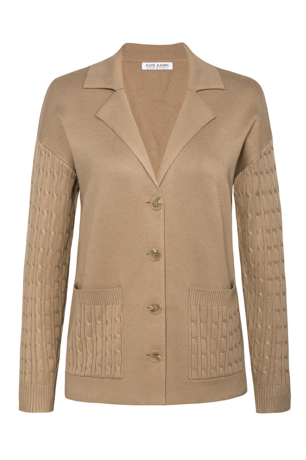 kate aspen KK Women Notch Lapel Cardigan Dropped Shoulder V-Neck Sweater Knitwear