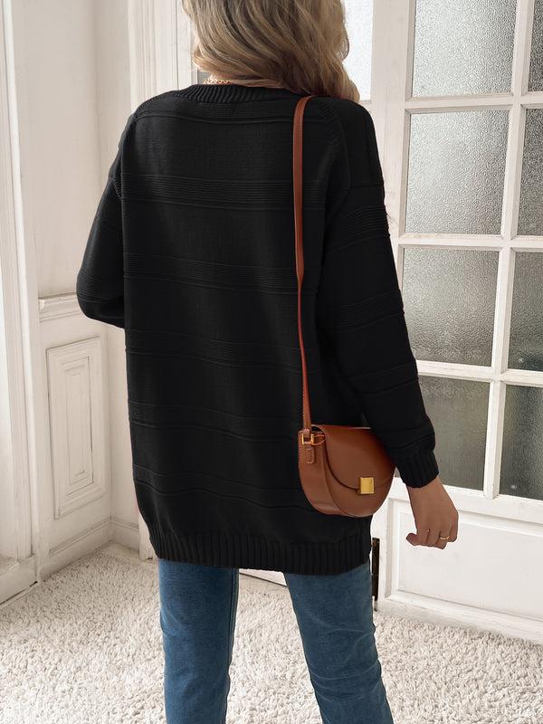 Kate Aspen KK Women Textured Cardigan Dropped Shoulder V-Neck Button-up Sweater Knitwear