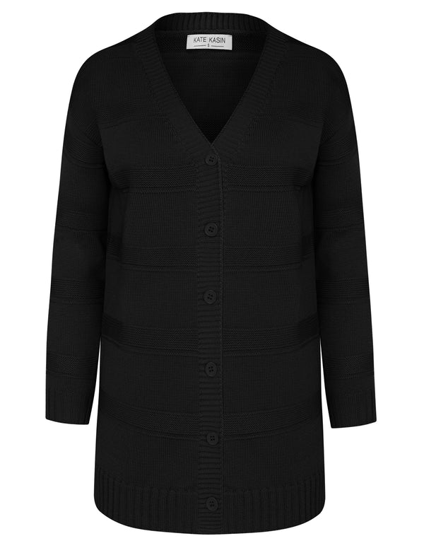 kate aspen KK Women Textured Cardigan Dropped Shoulder V-Neck Button-up Sweater Knitwear