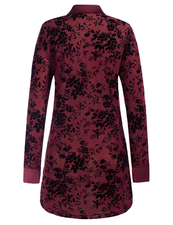 Kate Aspen Long Sleeve Lapel Collar See-Through Mesh Fabric Cover-Up Shirt