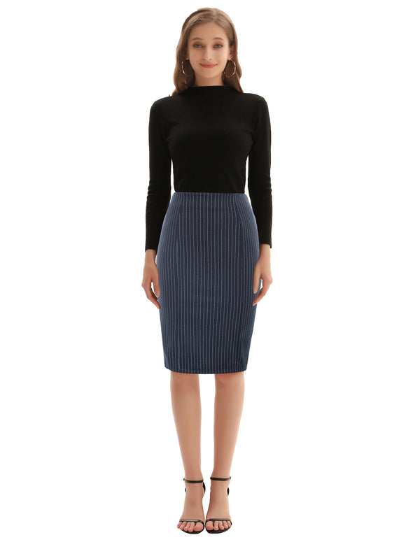 kate aspen Pinstripe Bodycon Skirt OL Lady High Waist Hips-Wrapped Skirt