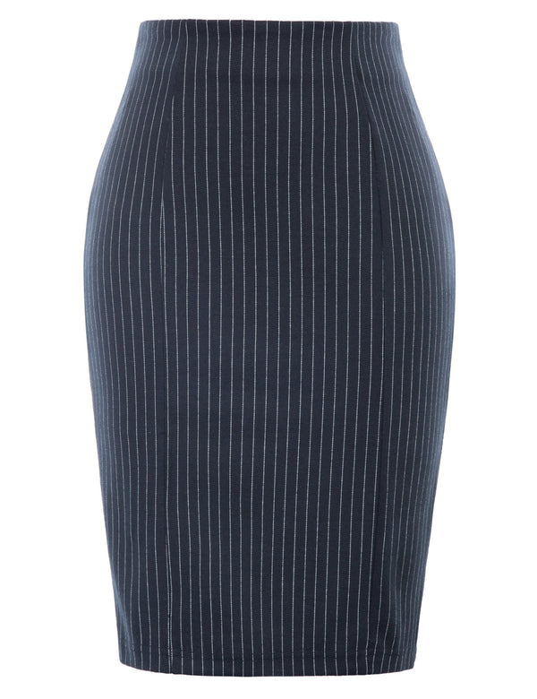 Kate Aspen Pinstripe Bodycon Skirt OL Lady High Waist Hips-Wrapped Skirt