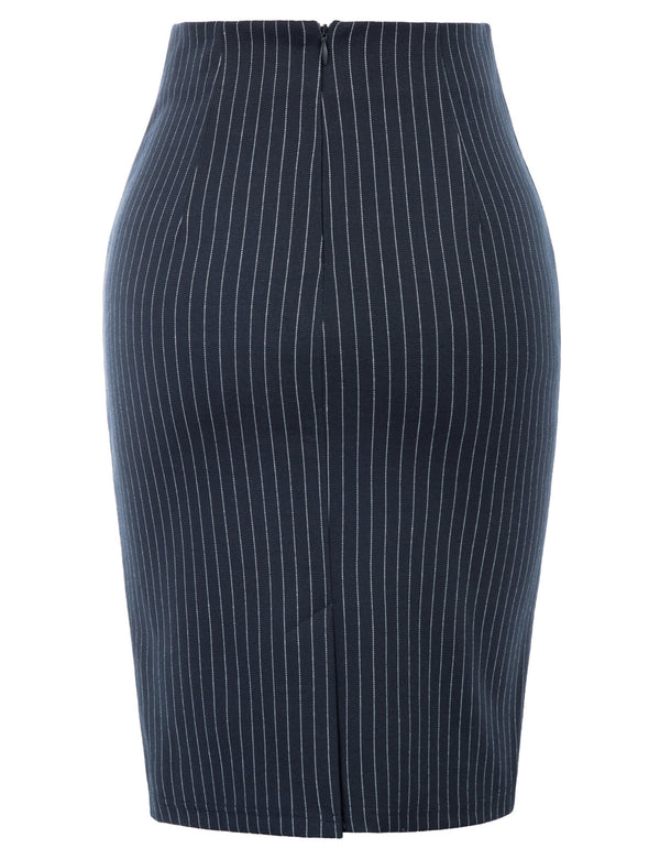 Kate Aspen Pinstripe Bodycon Skirt OL Lady High Waist Hips-Wrapped Skirt