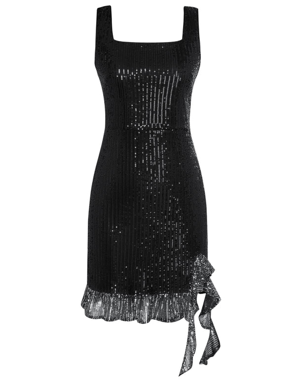 kate aspen Sequined Party Dress Sleeveless Square Neck Above Knee Bodycon Dress