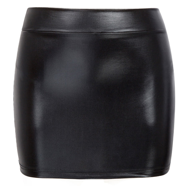 Kate Aspen Shiny Metallic Bodycon Bandage Pencil Skirt Mini Skirt