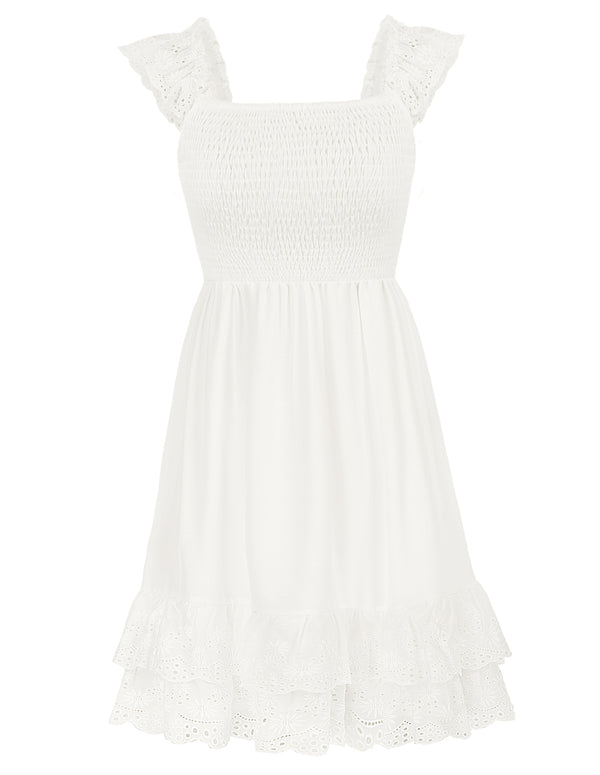 Kate Aspen Sleeveless Smocked Bodice Tiered A-Line Dress