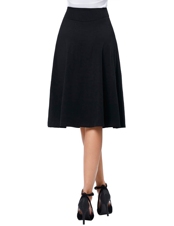 Kate Aspen Stretchy Cotton High Waist A-line Flared Skirt Midi Skirt