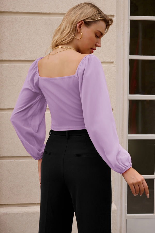 Kate Aspen Women Corset Tops Sheer Long Sleeve Blouse Crop Tops Off The Shoulder Shirts Square Neck Fall Blouses 2023