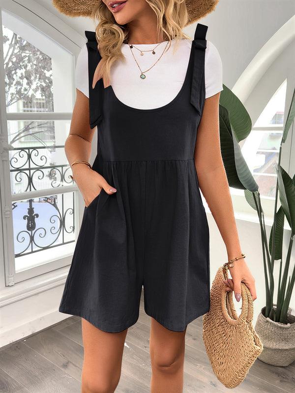 Kate Aspen Women Cotton Romper Comfy Sleeveless U-Neck Mid-Thigh Length Playsuit