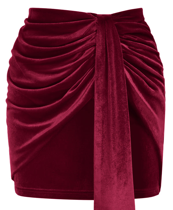 Kate Aspen Women Ruched Overlay Decorated Skirt High Waist Mid-Thigh Length Skirt