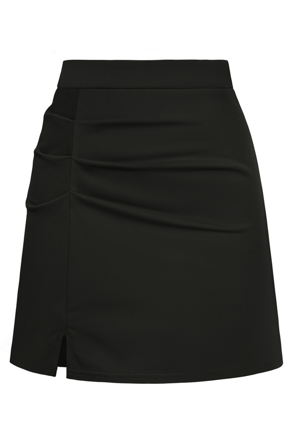 Kate Aspen Women Ruched Skirt High Waist Front Slit Above Knee A-Line Skirt