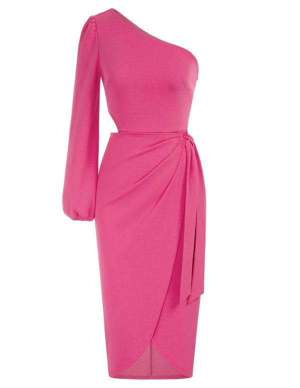 Kate Aspen Women's 2023 One Shoulder Long Sleeve Cocktail Dress Split Ruched Bodycon Wedding Party Dresses