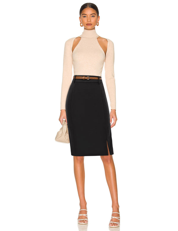 Kate Aspen Women's Bodycon Pencil Skirt With Belt Solid Color Hip-Wrapped