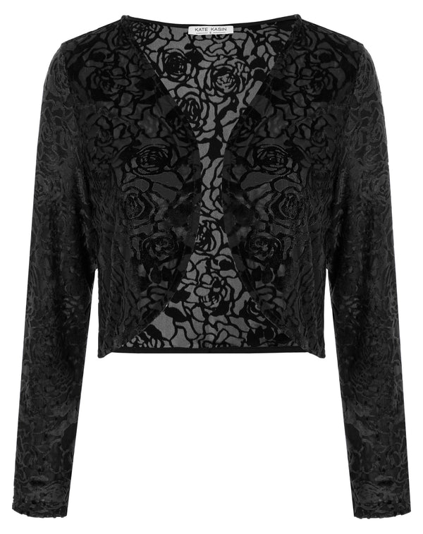 Kate Aspen Women Semi See-Through Shrug Long Sleeve Open Front Cropped Tops