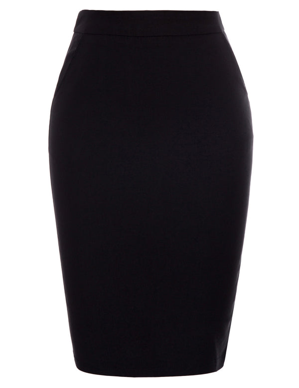 Kate Aspen Womens Knee Length Elastic Waist Stretchy Bodycon Business Pencil Skirt