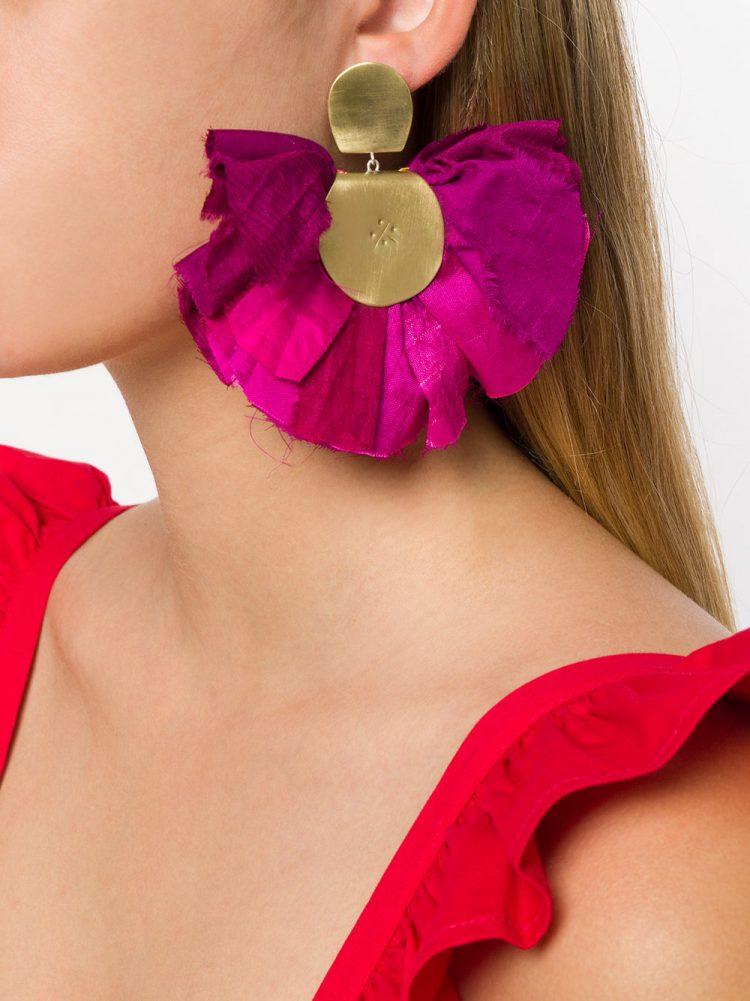 Katerina Makriyianni Big Silky Fan Earrings / Fuschia