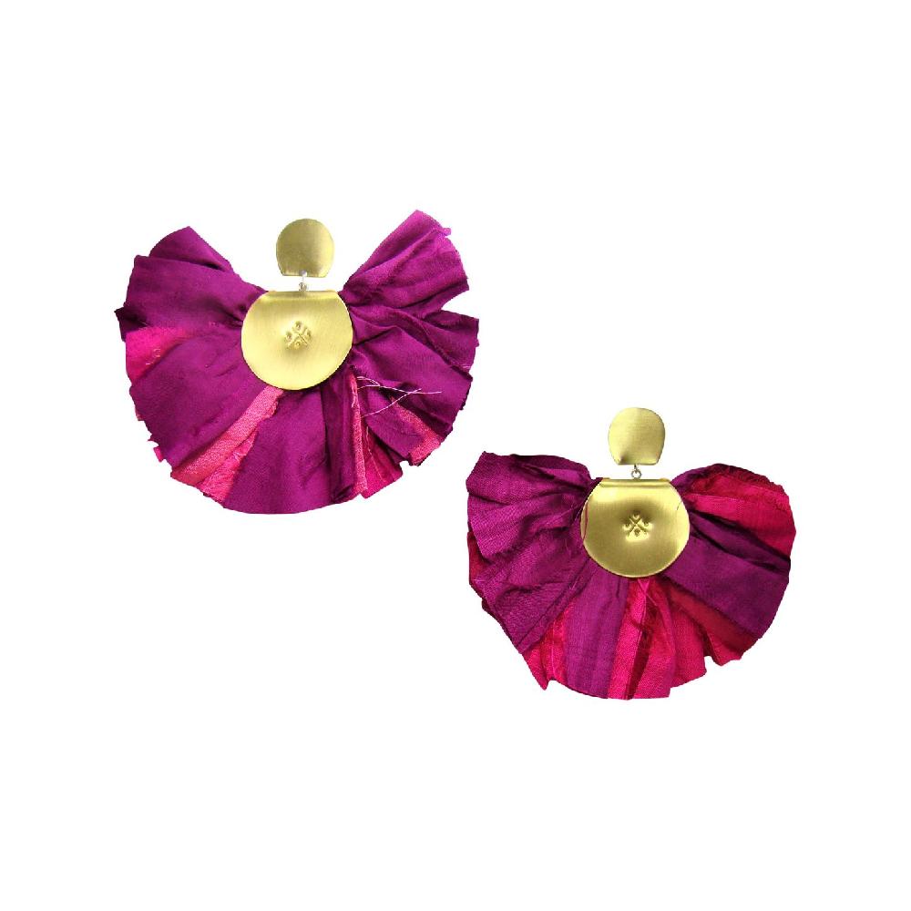 katerina makriyianni Big silky fan earrings / fuschia