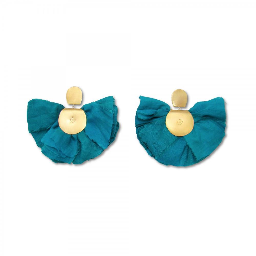 katerina makriyianni Big Silky Fan Earrings/ Turquoise