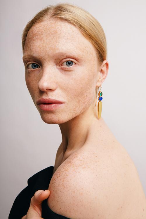 Katerina Makriyianni Crystal Sense Earrings Big Blue / Green