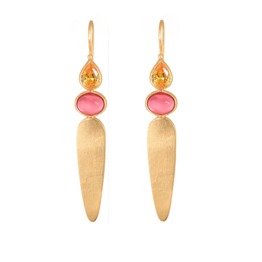 katerina makriyianni Crystal Sense Earrings Big Pink / Yellow