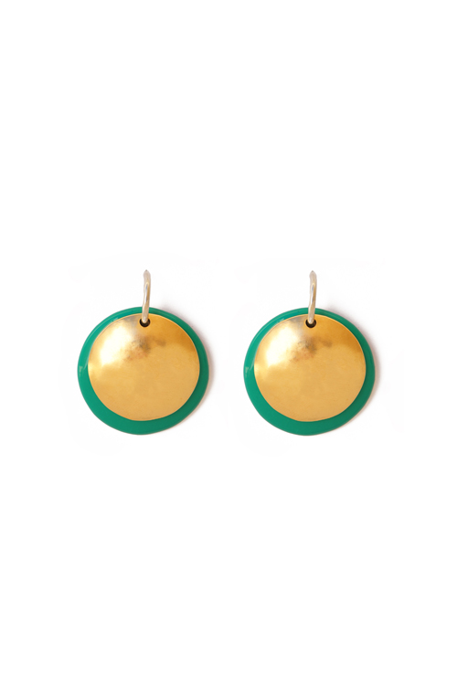 katerina makriyianni Double disc hoops Big/ Emerald Green