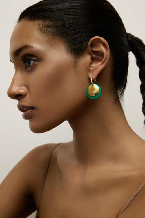 Katerina Makriyianni Double Disc Hoops Small / Emerald Green