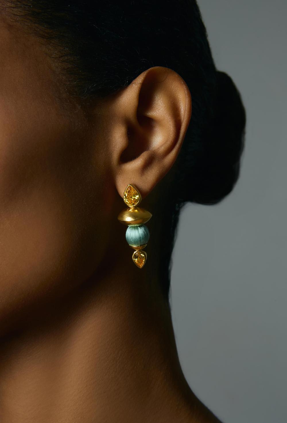 Katerina Makriyianni Harmonia Earrings / Pistachio-Yellow