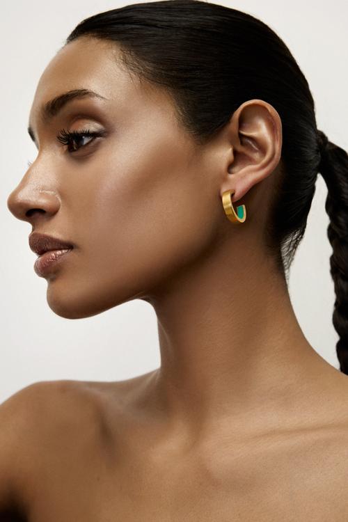 Katerina Makriyianni Inner Hoops Small/ Emerald Green