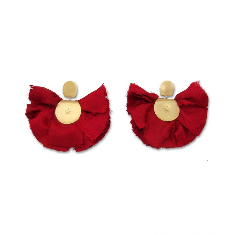 katerina makriyianni Big silky fan earrings / Red