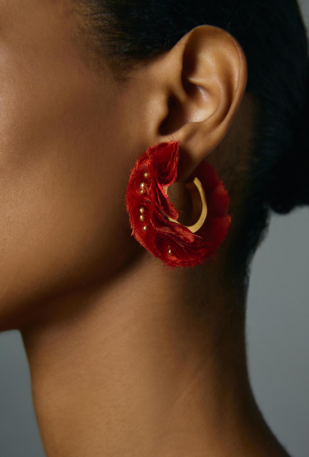 katerina Makriyianni Bougainvillea Hoops Small Red