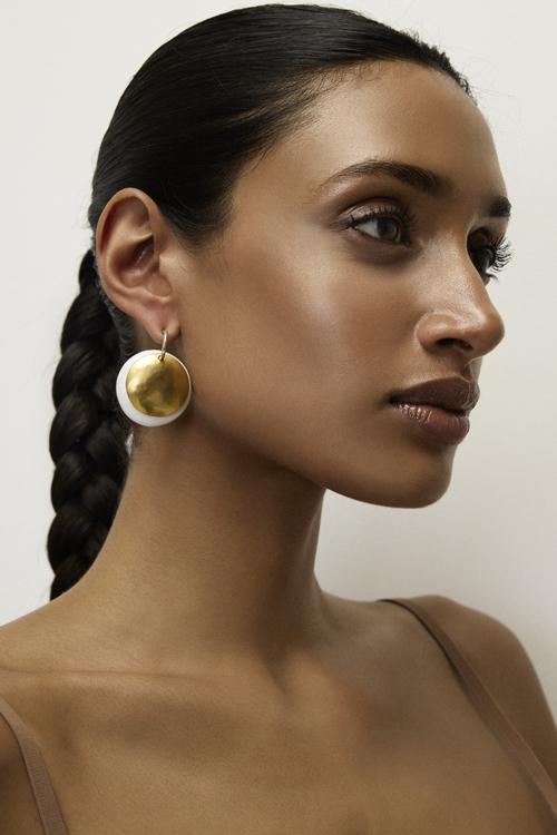 Katerina Makriyianni Double Disc Hoops Big/ White