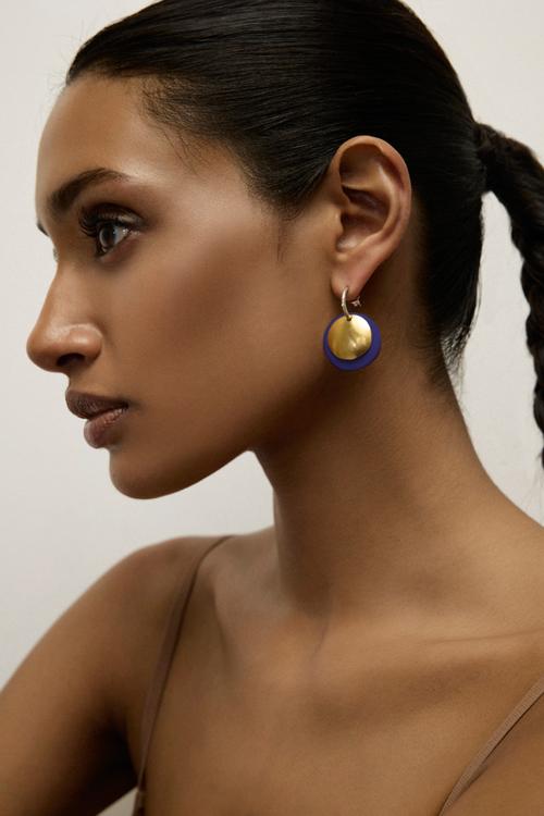 Katerina Makriyianni Double Disc Hoops Small / Blue
