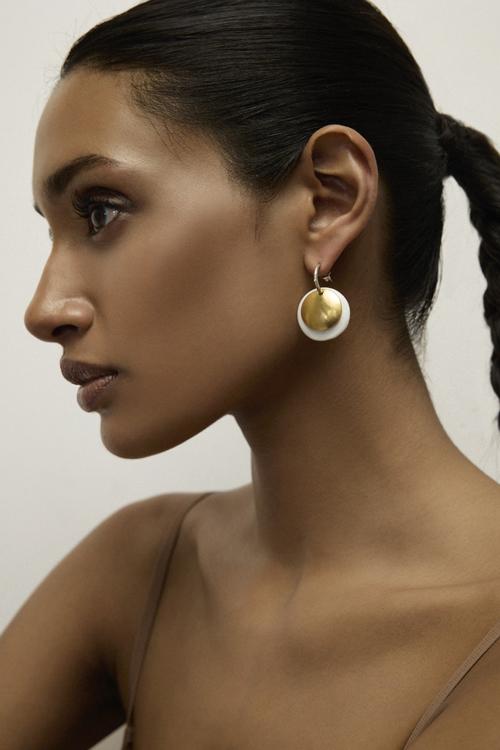 Katerina Makriyianni Double Disc Hoops Small / White