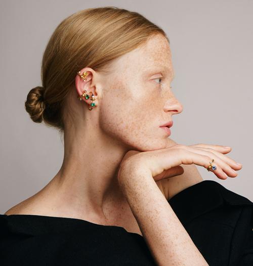 Katerina Makriyianni Double Shine Cuff Green / Blue